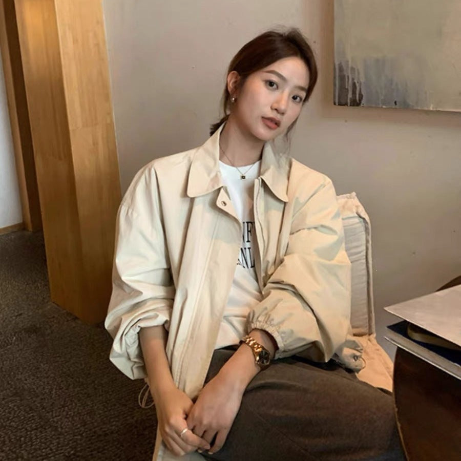 Women's stand collar short jacket long sleeve work style all-match jacket