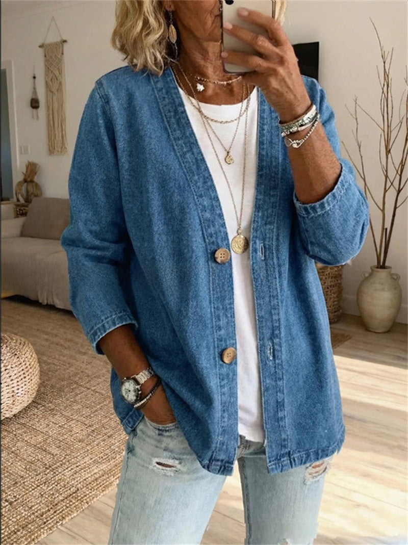 Women's faux-jean cardigan jacket