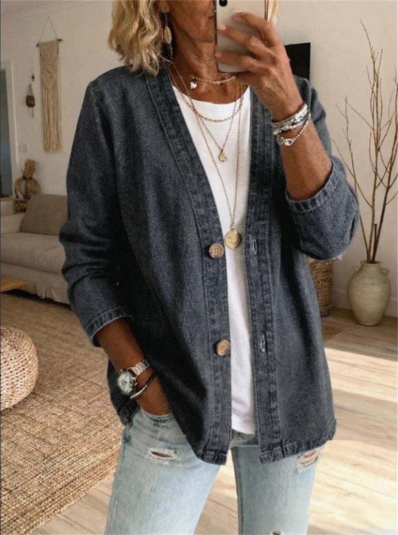 Women's faux-jean cardigan jacket