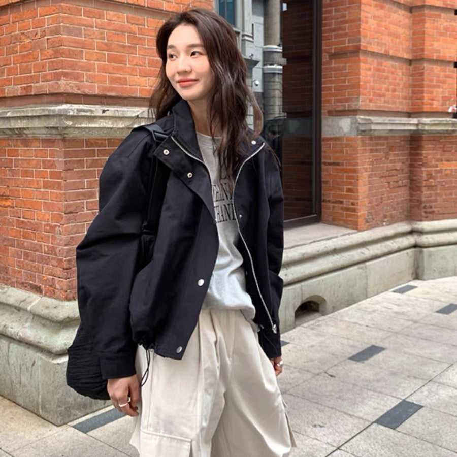 Women's stand collar short jacket long sleeve work style all-match jacket