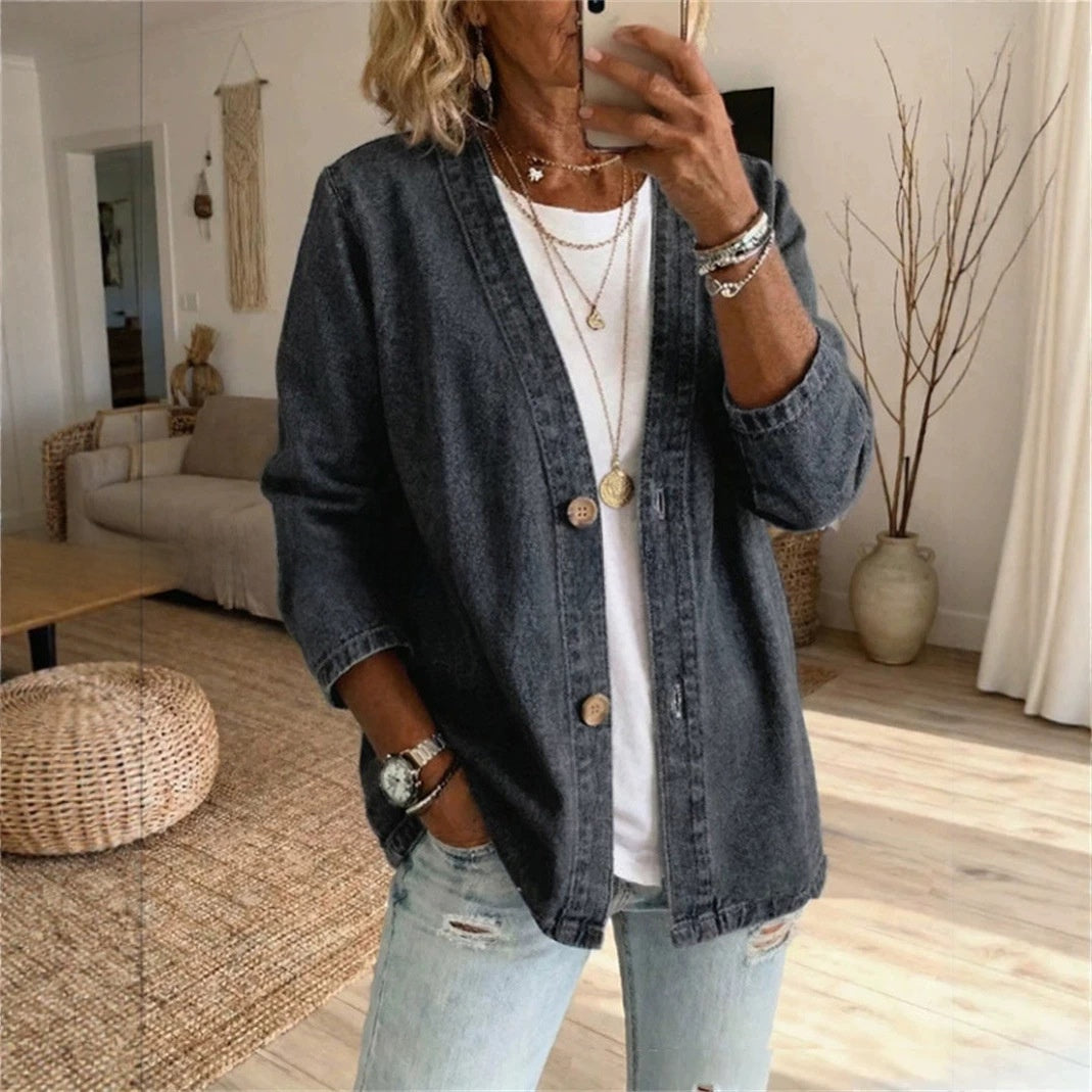 Women's faux-jean cardigan jacket