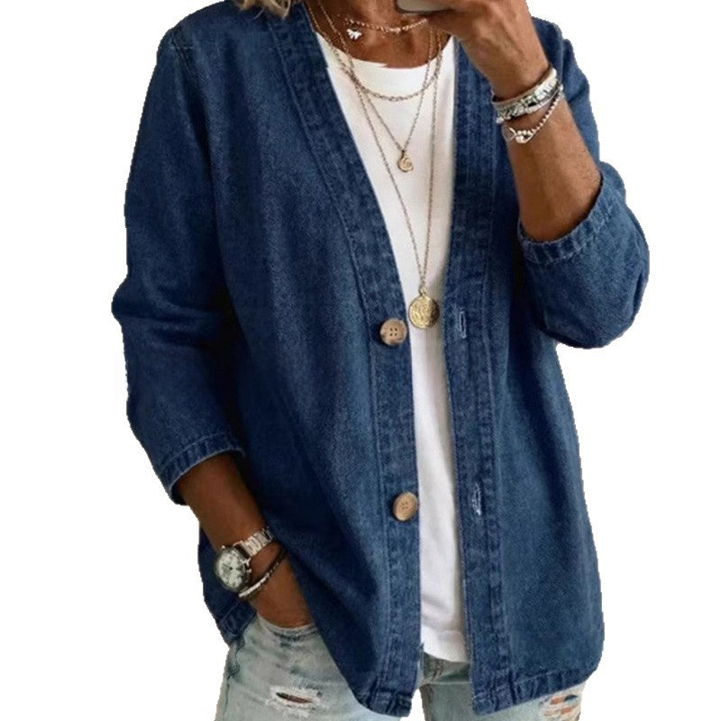 Women's faux-jean cardigan jacket