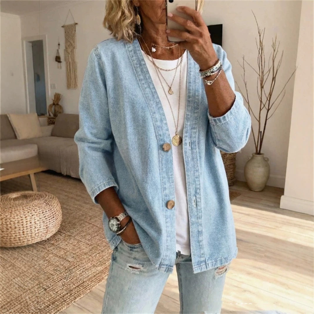 Women's faux-jean cardigan jacket