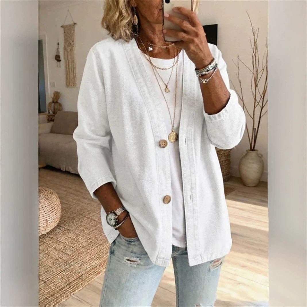 Women's faux-jean cardigan jacket