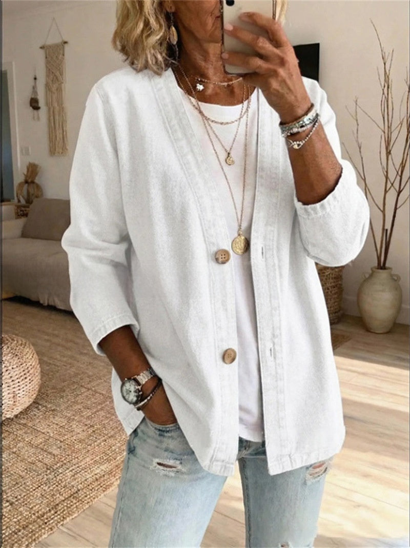 Women's faux-jean cardigan jacket