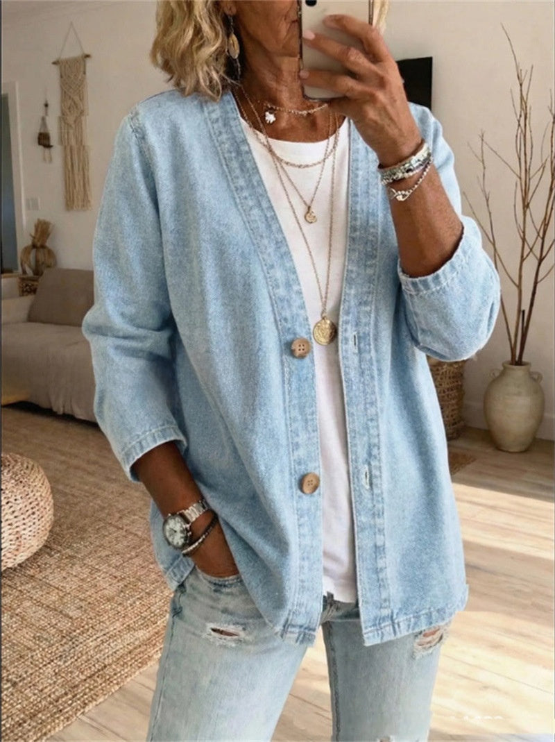 Women's faux-jean cardigan jacket