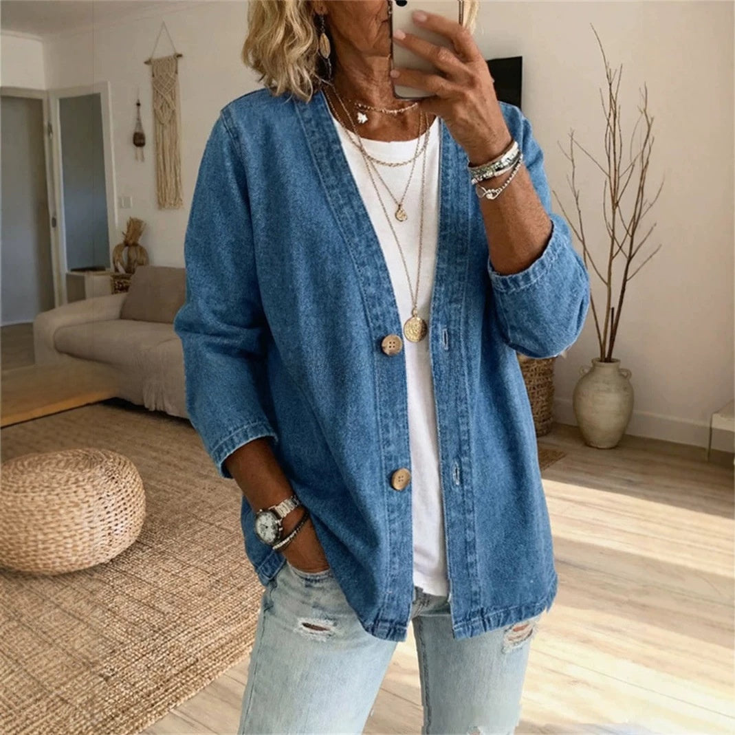 Women's faux-jean cardigan jacket